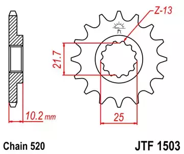 Pignone anteriore JT JTF1503.12, 12z misura 520 - JTF1503.12
