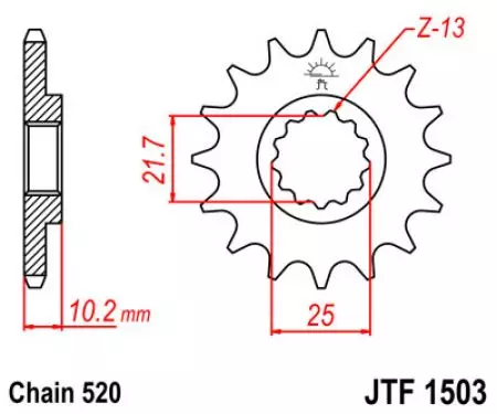 Prednji zobnik JT JTF1503.12, 12z, velikost 520-2