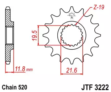 Eesmine hammasratas JT JTF3222.11, 11z suurus 520 - JTF3222.11