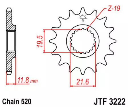 Forreste tandhjul JT JTF3222.11, 11z størrelse 520-2