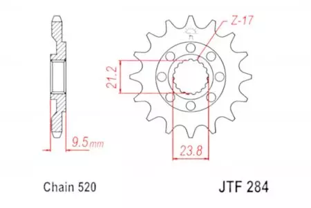 Pignone anteriore JT JTF284.15, 15z misura 520 - JTF284.15