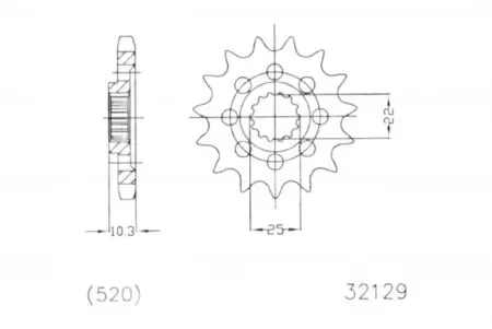 Predné reťazové koleso Esjot 50-32129-14, 14Z, veľkosť 520 - 50-32129-14