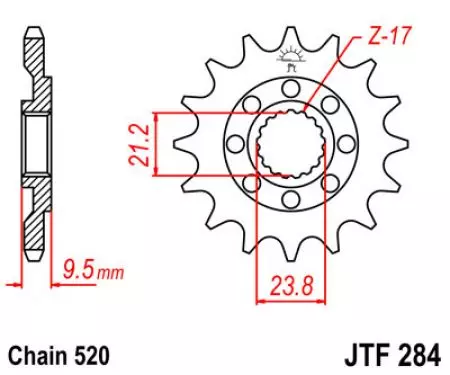Piñón delantero JT JTF284.13SC, tamaño 13z 520 autolimpiante-2