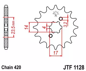 Eturattaat JT JTF1128.11, 11z, koko 420 - JTF1128.11