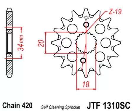 JT JTF1310.15SC prednji lančanik, 15z, veličina 420, samočisteći-2