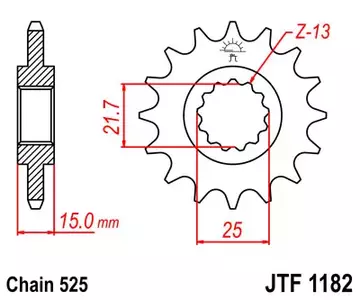 Priekšējais zobrats JT JTF1182.15, 15z izmērs 525