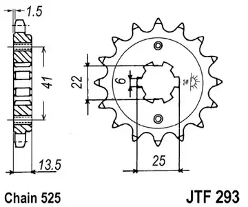 Pinion față JT JTF293.16, 16z dimensiune 525 - JTF293.16