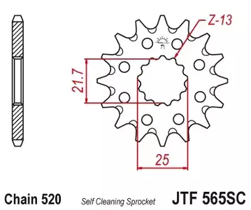 Framhjul JT JTF565.12SC, 12z storlek 520 självrengörande - JTF565.12SC