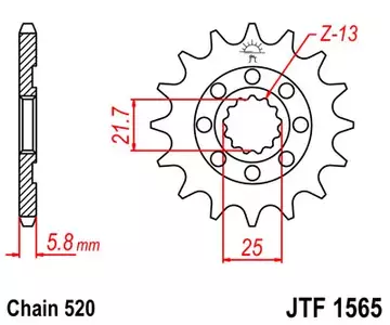 Voorste tandwiel JT JTF1565.13SC, 13z maat 520 zelfreinigend - JTF1565.13SC