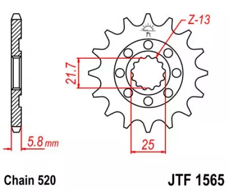 Voorste tandwiel JT JTF1565.13SC, 13z maat 520 zelfreinigend-2