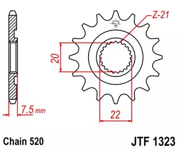 Priekšējais zobrats JT JTF1323.13SC, 13z izmērs 520 pašattīrošs - JTF1323.13SC