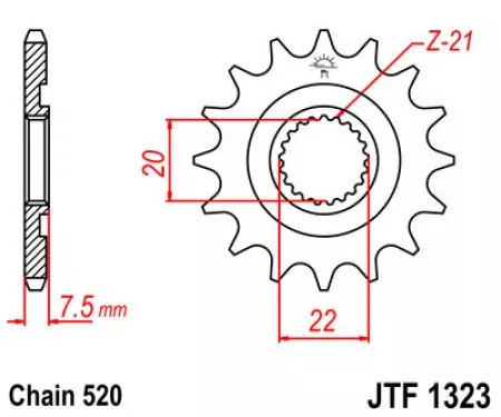 Ritzel vorne JT JTF1323.13SC, 13 Zähne Teilung 520 SC-2