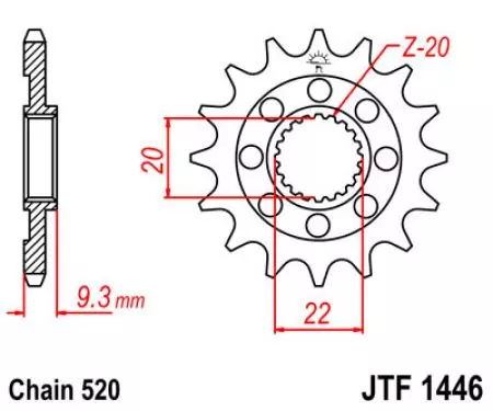 Voorste tandwiel JT JTF1446.13SC, 13z maat 520 zelfreinigend-2