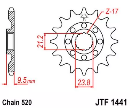 Предно зъбно колело JT JTF1441.14SC, размер 14z 520 самопочистващо се-2