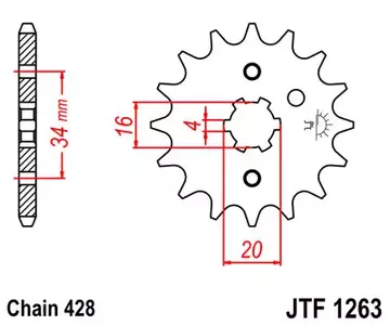 Piñón delantero JT JTF1263.16, 16z tamaño 428 - JTF1263.16