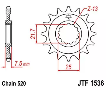 JT предно зъбно колело JTF1536.16, 16z размер 520