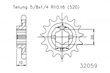 Ritzel 14Z Teilung 520 - 50-32059-14
