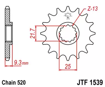 Roda dentada dianteira JT JTF1539.14, 14z tamanho 520 - JTF1539.14