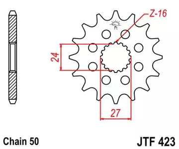 Roda dentada dianteira JT JTF423.16, 16z tamanho 530-1