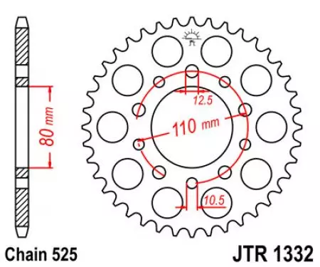 Задно зъбно колело JT JTR1332.36, 36z размер 525-2