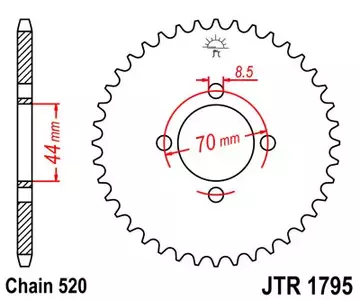 Zębatka tył stalowa JT JTR1795.22, 22z rozmiar 520 - JTR1795.22
