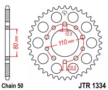 Kettenrad hinten Stahl JT JTR1334.41, 41 Zähne Teilung 530-2