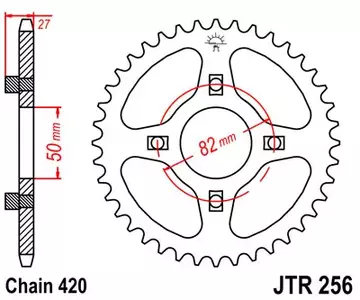 Roda dentada traseira JT JTR256.42, 42z tamanho 420 - JTR256.42