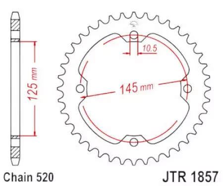 Čelični stražnji lančanik JT JTR1857.36, 36z, veličina 520-2