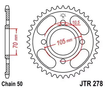 Задно зъбно колело JT JTR278.38, 38z размер 530 - JTR278.38