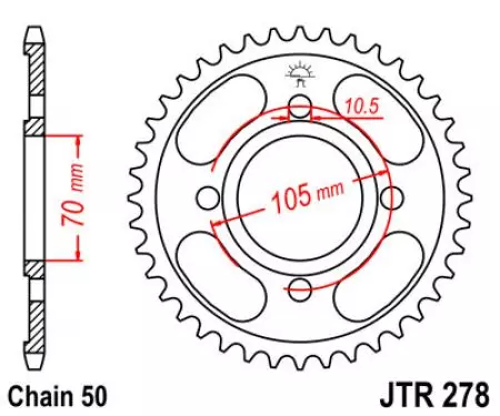 Zębatka tył stalowa JT JTR278.38, 38z rozmiar 530-2