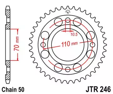 JT aizmugurējais zobrats JTR246.36, 36z izmērs 530 - JTR246.36