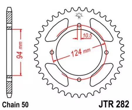Kettenrad hinten Stahl JT JTR282.37, 37 Zähne Teilung 530-2