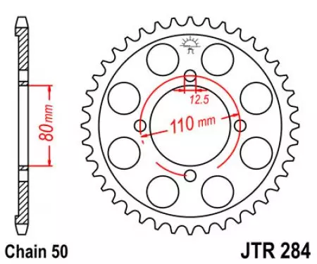 Bageste tandhjul JT JTR284.40, 40z størrelse 530-2