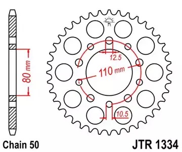 Roda dentada traseira JT JTR1334.44, 44z tamanho 530 - JTR1334.44