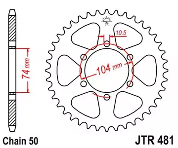 Bageste tandhjul JT JTR481.42, 42z størrelse 530 - JTR481.42