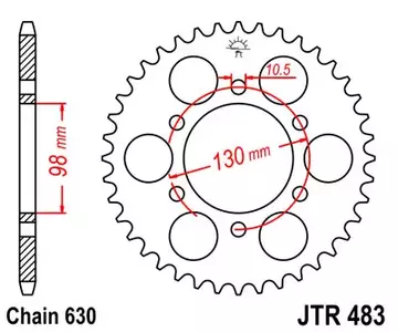 Zębatka tył stalowa JT JTR483.35, 35z rozmiar 630 - JTR483.35