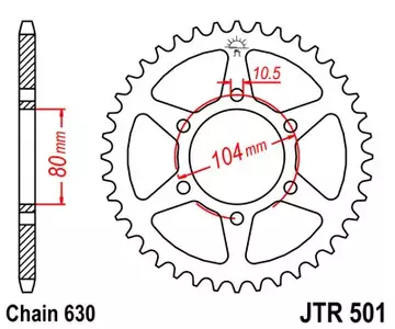 Čelični stražnji lančanik JT JTR501.33, 33z, veličina 630-1