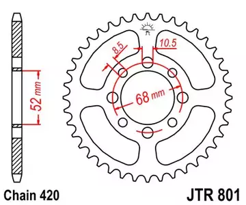 Kettenrad hinten Stahl JT JTR801.45, 45 Zähne Teilung 420-1