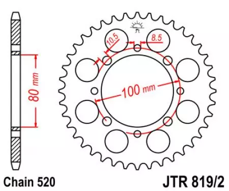 Zębatka tył stalowa JT JTR819/2.41, 41z rozmiar 520-2
