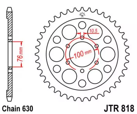 Kettenrad hinten Stahl JT JTR818.42, 42 Zähne Teilung 630-2