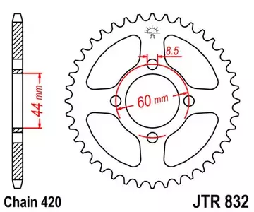 Čelični stražnji lančanik JT JTR832.52, 52z, veličina 420 - JTR832.52