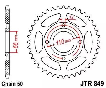 Čelični stražnji lančanik JT JTR849.38, 38z, veličina 530 - JTR849.38