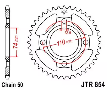Čelični stražnji lančanik JT JTR854.39, 39z, veličina 530 - JTR854.39