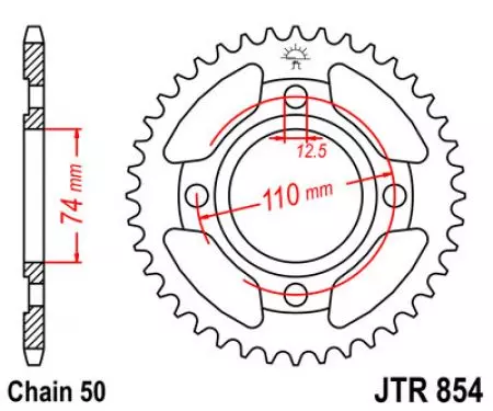Zadní řetězové kolo JT JTR854.39, velikost 39z 530-2