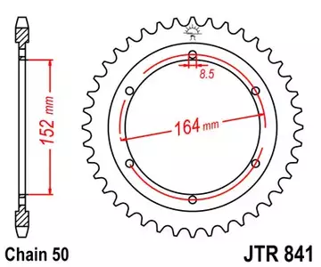 Bakre kedjehjul JT JTR841.42, 42z storlek 530 - JTR841.42