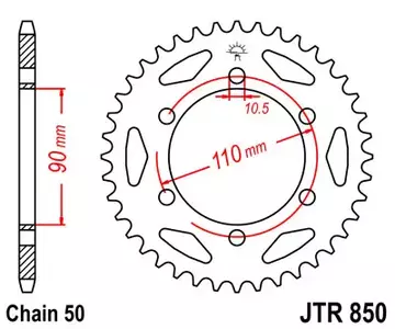 Čelični stražnji lančanik JT JTR850.33, 33z, veličina 530 - JTR850.33