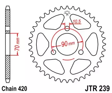 Zadní ocelové řetězové kolo JT JTR239.45, velikost 45z 420 - JTR239.45