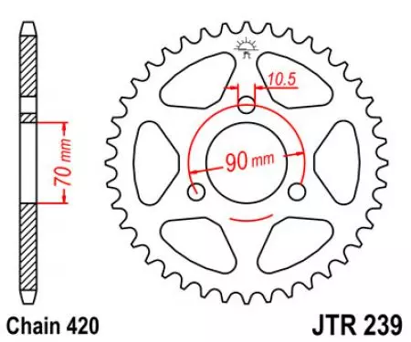 Čelični stražnji lančanik JT JTR239.45, 45z, veličina 420-2
