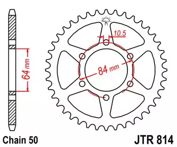 Kettenrad hinten Stahl JT JTR814.44, 44 Zähne Teilung 530-1