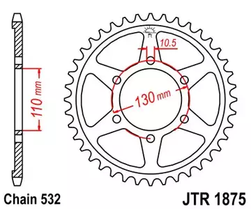 Tagumine hammasratas JT JTR1875.48, 48z suurus 532 - JTR1875.48